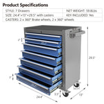 ZUN Rolling Tool Chest with 7-Drawer Tool Box with Wheels Multifunctional Tool Cart Mechanic Tool W1239132621