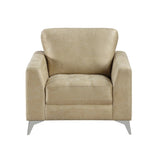 Sand-Hued Polished Microfiber Upholstery Elegant Modern Style Chair 1pc Solid Wood Living Room B011P204087