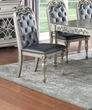 Majestic Formal Set of 2 Side Chairs Grey / Silver Finish Rubberwood Dining Room Furniture Intricate B011138658