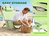 1 PCS Aluminum Beach Chair, 8.5 Inch Seat Height Yellow Tribal Pattern, Adjustable Folding Chair 24798365