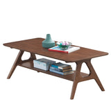 ZUN Arona Mid-Century Modern Wood Coffee Table with Shelf T2574P180521