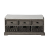 ZUN U_STYLE Homes Collection Wood Storage Bench with 3 Drawers and 3 Baskets WF323641AAE