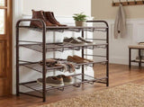 Bronze 4-Tier Shoe Shelf, Metal Shoe Rack, Space Saving Shoe Display for Sneakers, 46650337