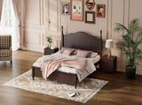 Queen Size Wood Platform Bed Frame,Retro Style Platform Bed with Wooden Slat Support,Dark Walnut WF308185AAD