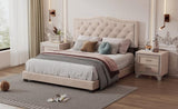 Queen Size Upholstered Bed Frame with Rivet Design, Modern Velvet Platform Bed with Tufted WF316750AAA