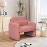Stylish and Minimalist Teddy Fleece Single Sofa Chair with Arms and Pillow, Armchair, Accent Chair W1716P196472