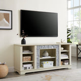 Mantel Stone TV Media Stand with with Faux Stacked Stone Surround, Modern Entertainment Console with W1758P187685