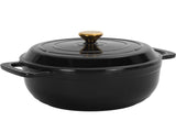 Cast iron 6QT cooking pot - Gradient Black Color - Includes two silicone gloves - Enamel pot 92886056