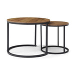 ZUN Set of 2 Coffee Table Nesting Side Round End Table Top Sturdy Metal Frame Desk Centerpiece Living W1117P209519