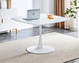 42.1"WHITE Table Mid-century Dining Table for 4-6 people With Round Mdf Table Top, Pedestal Dining W234119835