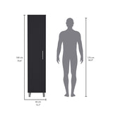 Laska 70" Tall Storage Cabinet Broom Closet with Broom Hangers,and Four Shelves Black B200P240253