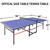 ZUN 8ft Mid-Size Table Tennis Table Foldable & Portable Ping Pong Table Set for Indoor & Outdoor Games 59711211