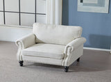 40.16 Inch Nailhead Trim Couches for Living Room, 22" Deep Seat Rolled Arm Sofa, Faux Leather Couch W2911P222675