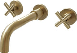 Double Handle Wall Mount Bathroom Faucet Brushed Gold W122453410