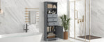 ZUN Gray Tall Storage Cabinet with 3 Drawers and Adjustable Shelves for Bathroom, Study, Office and WF323347AAE