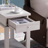 Chair Side End Table with One Drawer and Bottom Shelf, Accent Table White Oak B107131292