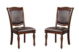 ZUN Luxurious Traditional Dining Chairs Brown Cherry Solid wood Espresso Leatherette Seat Set of 2pc B011115504