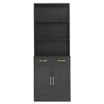 ZUN Bathroom Storage Cabinet, Cabinet with Two Doors and Drawers, Adjustable Three-layer Open N725P186645B