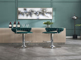 Set of 2 Bar Stools,with Chrome Footrest and Base Swivel Height Adjustable Mechanical Lifting Velvet 59075110