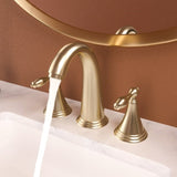 2 Handle Widespread Bathroom Faucet 3 Hole, with Pop Up Drain and 2 Water Supply Lines, Gold W124379943
