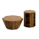 31.5 "Octagonal Natural Rubber wood Set Two Coffee Table, Coffee Table, Living Room Bedroom W757P203143