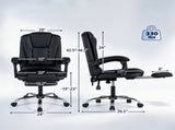 Vibration Massage Office Chair with Retractable Footrest, 90&deg-135&deg Reclining PVC Leather 34818232