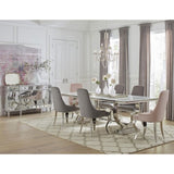 ZUN Pink and Chrome Upholstered Back Dining Chairs B062P145659