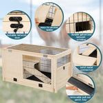 ZUN Wooden Rabbit Hutch Indoor Bunny House for Small Animals with Plastic Tray W142763449