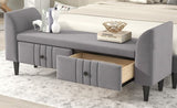 ZUN Upholstered Wooden Storage Bench with 2 Drawers For Bedroom,Fully Assembled Except Legs and 60870598