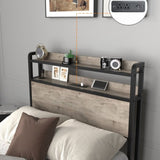 Twin Bed Frames , Headboard and Charging Station & LED Light for Bedroom, Solid and Stable, Noise 01956866