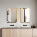 24x32 Inch Gold Metal Framed Rectangular Bathrrom Mirror for Wall. W2203P302680