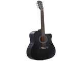 Matte black 41-inch Dreadnought barrel-shaped cutaway acoustic guitar with pick, strings, capo, gig 65286238