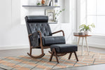 ZUN COOLMORE Rocking With Ottoman, Mid-Century Modern Upholstered Fabric Rocking Armchair, Rocking W153967869