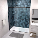 Bypass shower door, sliding door, with 5/16" tempered glass and Matted black finish 4874 W2122P225211