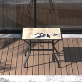 ZUN Outdoor Patio Dining Table Square Metal Table with Umbrella Hole and Wood-Look Tabletop for W1859113136