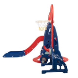 ZUN 5 in 1 Slide and Swing Playing Set, Toddler Extra-Long Slide with 2 Basketball Hoops, Football, W2181P149199