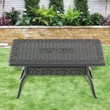 L59.05*W35.43-inch Cast Aluminum Patio Dining Table with Black Frame and Umbrella Hole W1710P166013