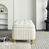 47.24''W Storage Ottoman,Upholstered Velvet Fabric Storage Ottoman with Safety Hinge, gold W579P224702