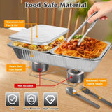 42-Piece Complete Disposable Chafing Dish Set - Includes 6 Half-Size Pans & Lids, 6 Full-Size Pans, 01111181