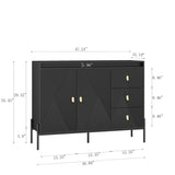 ZUN Buffets & Sideboards, Fluted Sideboard Cabinet, 2 Door 3 Drawer Design, with Led Lights,Acceent W1321P204628