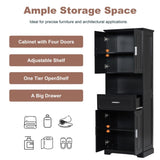 ZUN Tall Bathroom Cabinet with Four Doors, Large Storage Space Open Shelve, Upper Storage Cabinet, Black 41680968