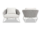 Rowan 30.5 Rope Barrel Back Patio Accent Arm Chair, Set of 2, Optic White Acrylic B2719P245980