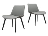 Light Grey & Dark Grey PU Leather Dining Chair with Metal Legs, Modern Upholstered Chair Set of 2 T3967P421214