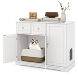 Cat Litter Box Enclosure With 2 Drawers 3 Doors Anti-Toppling Devices Storage 84617014