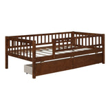 Twin Size Daybed Wood Bed with Two Drawers, Walnut WF301864AAL