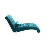 COOMORE Velvet Chaise Lounge Indoor,Button-Tufted Upholstered Chaise Lounge Chair with Pillow for W39538678
