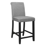 ZUN Counter Height Chairs Set of 2 Black Finish Upholstered Gray Padded Seat Back Transitional Dining B011P168511