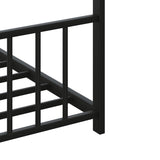 Full size children's bed frame with LED light strips, roof-shaped iron frame bed, Black,78.5" L x 17173656