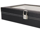 12 Compartments Leather Watch Box Top-Opening Watch Storage Case Portable Watch Organizer Black 85241771
