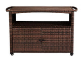 Outdoor Bar Cart with Storage Cabinet, Patio Wicker Sideboard Buffet Cabinet Prep Table, Outside 65724130